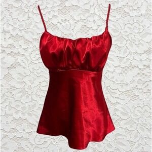 vintage‎ red satin babydoll tank top